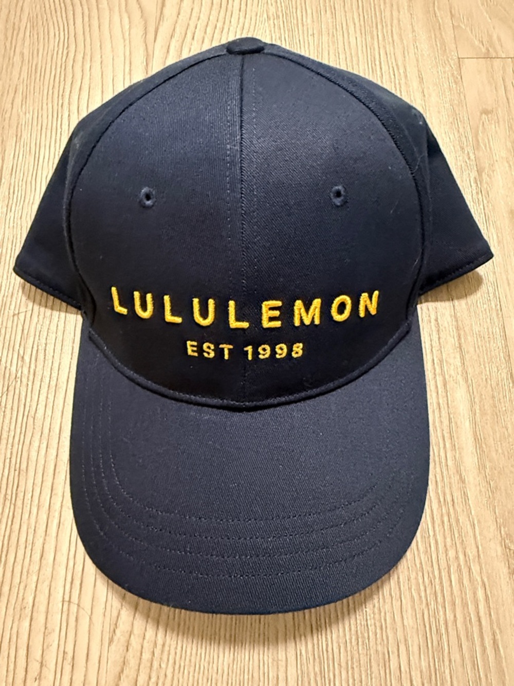 lululemon navy cap with white logo tag